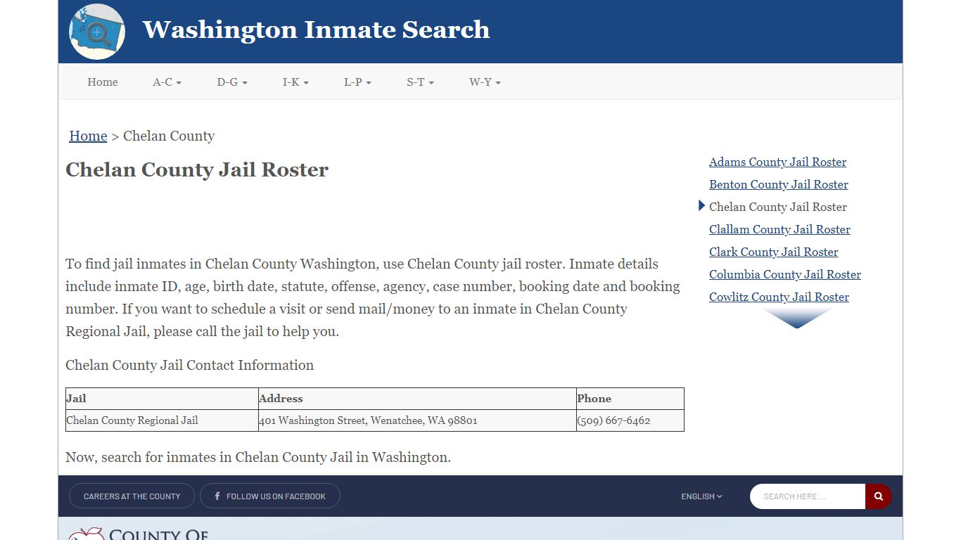 Chelan County Jail Roster - Washington Inmate Search