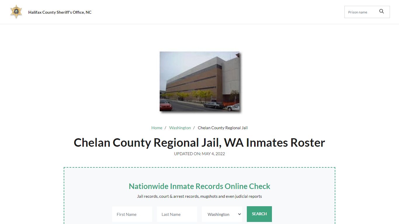 Chelan County Regional Jail, WA Jail Roster, Name Search